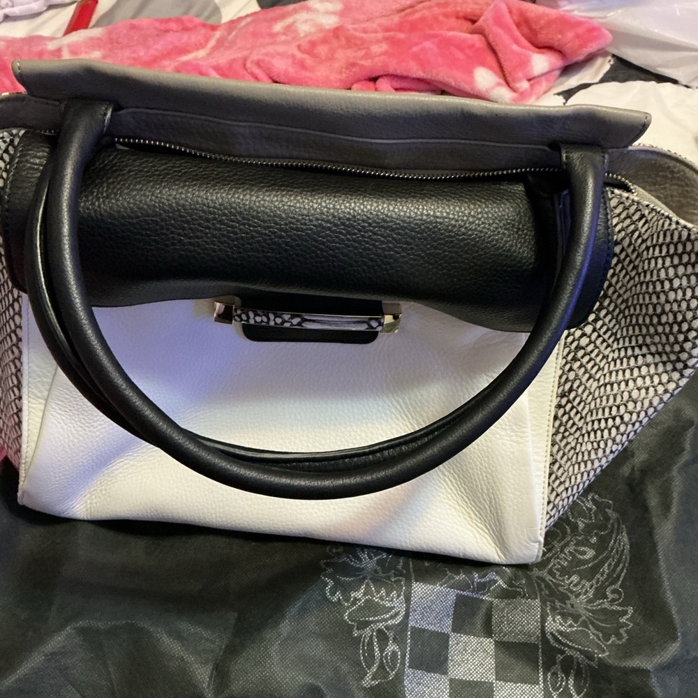 Vince Camuto Black and White Satchel